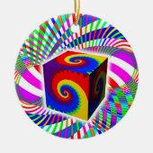 Rainbow Spiral Cube Keramisch Ornament (Voorkant)