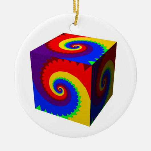 Rainbow Spiral Cube Keramisch Ornament (Voorkant)
