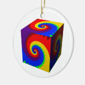 Rainbow Spiral Cube Keramisch Ornament (Links)