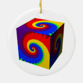 Rainbow Spiral Cube Keramisch Ornament (Achterkant)