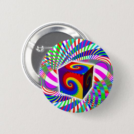 Rainbow Spiral Cube Ronde Button 5,7 Cm (Voorkant /achterkant)
