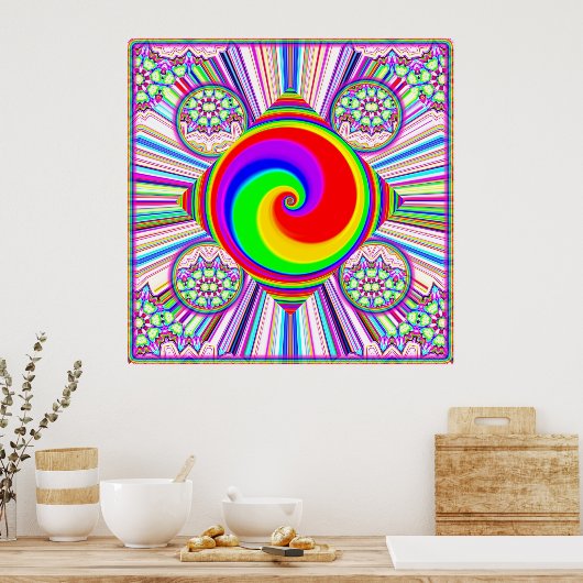 Rainbow Spiral Diamond Poster (Keuken)