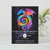Rainbow Spiral Dragon Birthday Invitation Kaart (Staand voorkant)