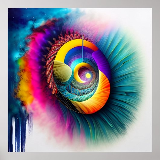 Rainbow Spiral Eye Abstract Hypnotisch Visionair Poster (Voorkant)