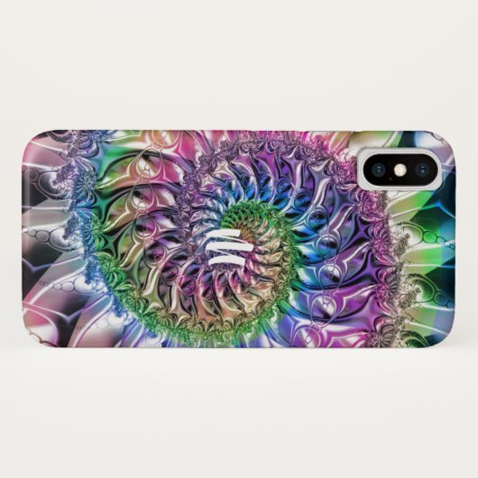 Rainbow Spiral Fractal Monogram iPhone X Hoesje (Achterkant (horizontaal))