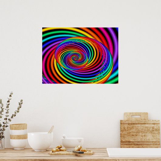 Rainbow Spiral Fractal Poster (Keuken)