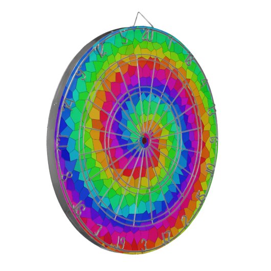 Rainbow Spiral Mosaic Tegel Dartbord (Voorkant Links)