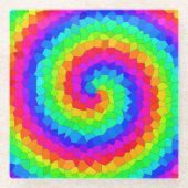 Rainbow Spiral Mosaic Tegel Glazen Onderzetter (Voorkant)