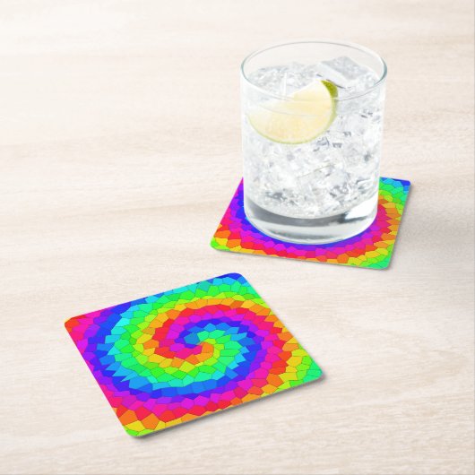Rainbow Spiral Mosaic Tegel Kartonnen Onderzetters (Insitu)