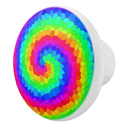 Rainbow Spiral Mosaic Tegel Keramische Knop (Rechts)