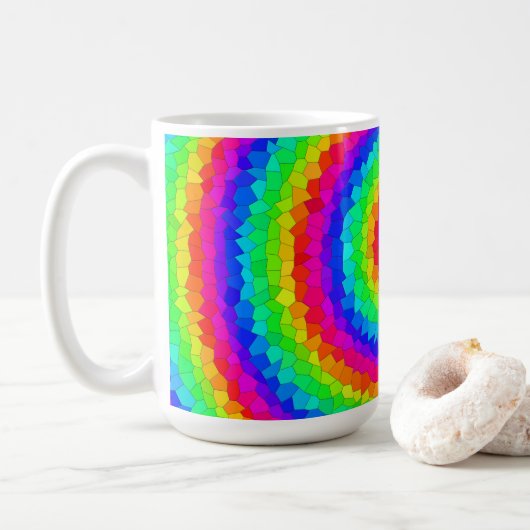 Rainbow Spiral Mosaic Tegel Koffiemok (Met donut)