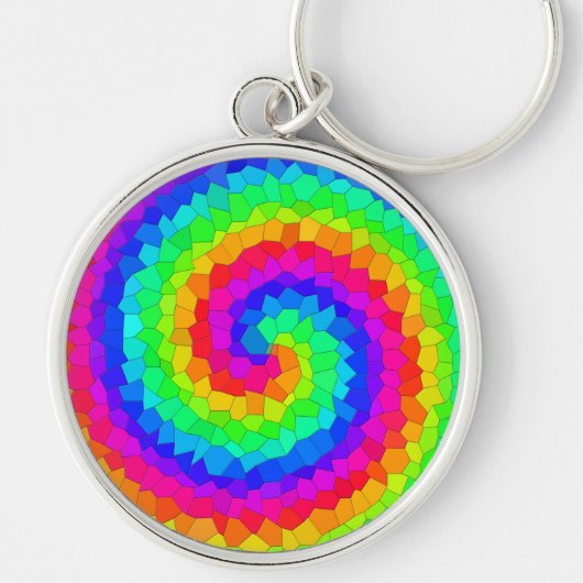 Rainbow Spiral Mosaic Tegel Sleutelhanger (Voorkant)