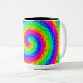 Rainbow Spiral Mosaic Tegel Tweekleurige Koffiemok (Voorkant rechts)