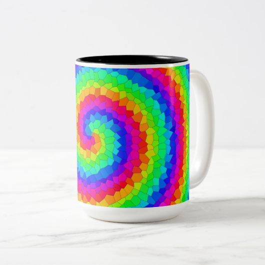 Rainbow Spiral Mosaic Tegel Tweekleurige Koffiemok (Voorkant rechts)