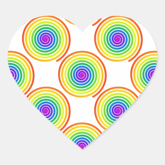 Rainbow Spiral Pattern Hart Sticker (Voorkant)