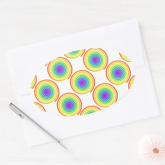 Rainbow Spiral Pattern Ovale Sticker (Envelop)