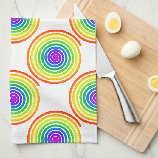 Rainbow Spiral Pattern Theedoek (Quarter Fold)