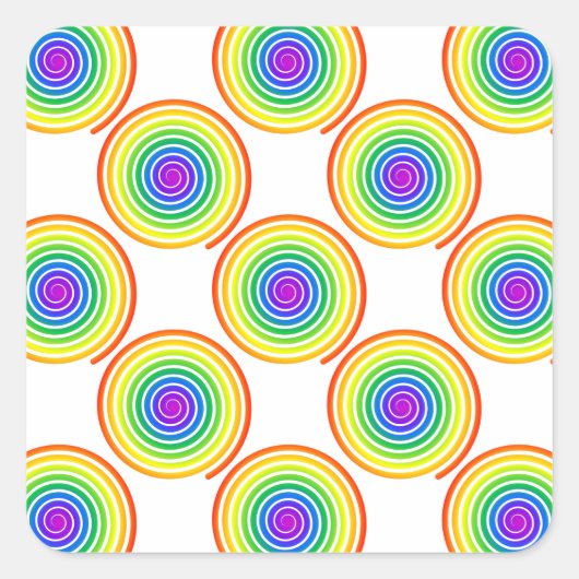 Rainbow Spiral Pattern Vierkante Sticker (Voorkant)