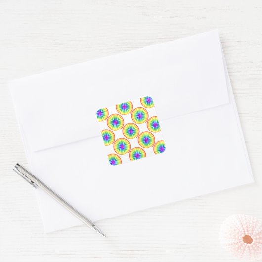 Rainbow Spiral Pattern Vierkante Sticker (Envelop)