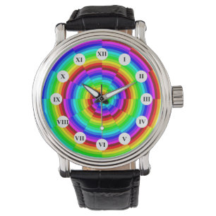 Rainbow Spiral (Roman Face) van Kenneth Yoncich Horloge