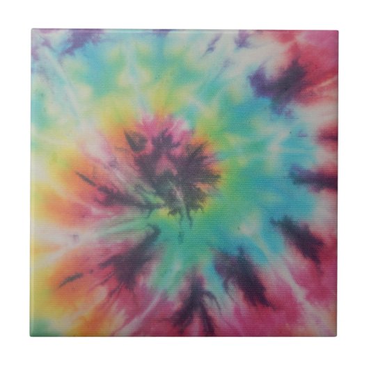 Rainbow Spiral Tie Dye fluorescent Tegeltje (Voorkant)