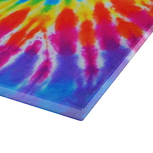 Rainbow Spiral Tie Dye Glass Cutting Board Snijplank (Hoek)