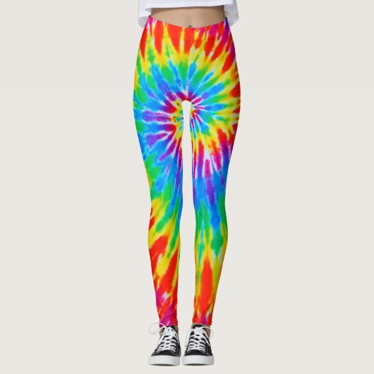 Rainbow Spiral Tie Dye Leggings (Voorkant)