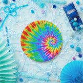 Rainbow Spiral Tie Dye Papieren Bordje (Feest)