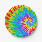 Rainbow Spiral Tie Dye Papieren Bordje (Voorkant)