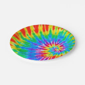 Rainbow Spiral Tie Dye Papieren Bordje (Gekanteld)