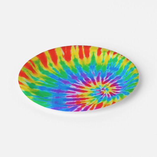 Rainbow Spiral Tie Dye Papieren Bordje (Gekanteld)