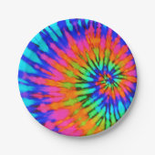 Rainbow Spiral Tie Dye Papieren Bordje (Voorkant)