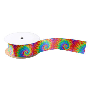 Rainbow Spiral Tie Dye Satijnen Lint