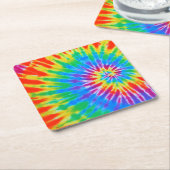 Rainbow Spiral Tie Dye Square Paper Onderzetter (Schuin)