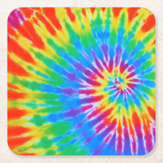 Rainbow Spiral Tie Dye Square Paper Onderzetter