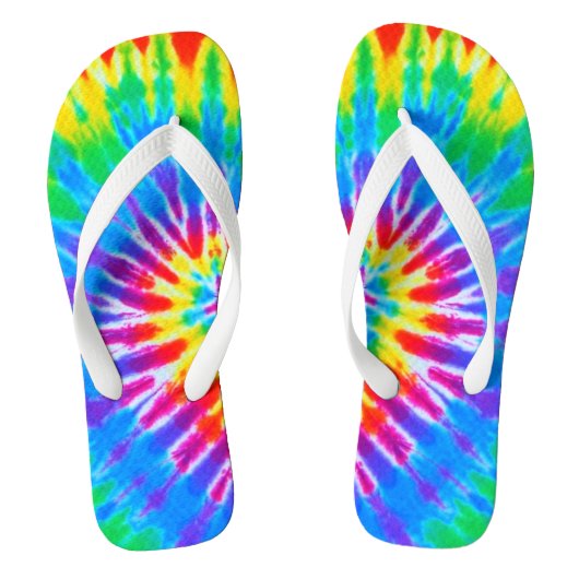 Rainbow Spiral Tie Dye Teenslippers (Voetbed)