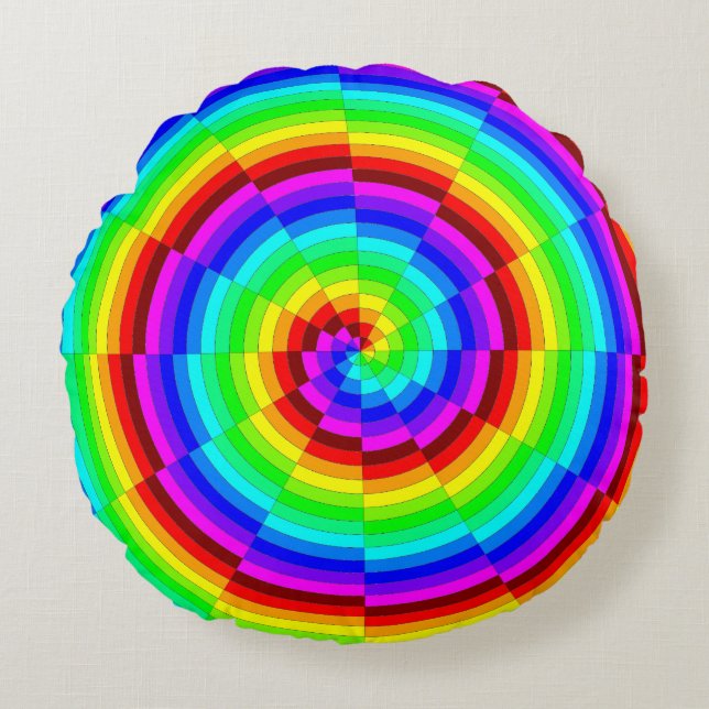 Rainbow Spiral van Kenneth Yoncich Rond Kussen (Voorkant)