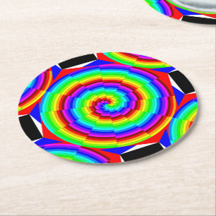 Rainbow Spiral van Kenneth Yoncich Ronde Kartonnen Onderzetter