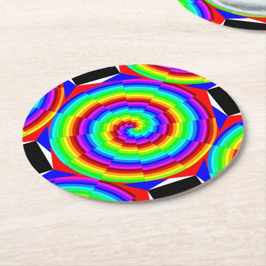 Rainbow Spiral van Kenneth Yoncich Ronde Kartonnen Onderzetter (Gebogen)