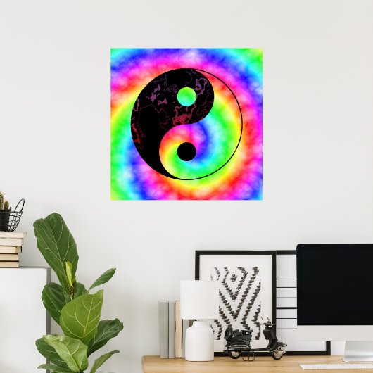 Rainbow Spiral Yin Yang Poster (Thuiskantoor)