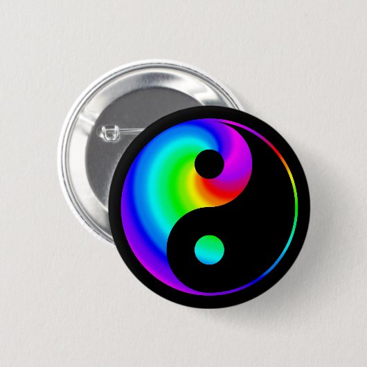 Rainbow Spiral Yin Yang Symbol Button (Voorkant /achterkant)