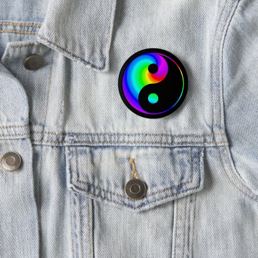 Rainbow Spiral Yin Yang Symbol Button (In situ)