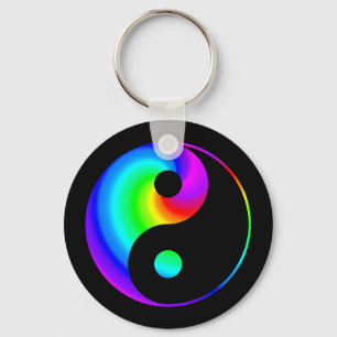 Rainbow Spiral Yin Yang Symbol Sleutelhanger