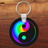 Rainbow Spiral Yin Yang Symbol Sleutelhanger (Voorkant)