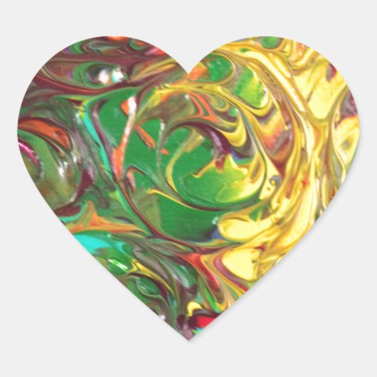 Rainbow Spirals Abstract schilderij Hart Sticker (Voorkant)