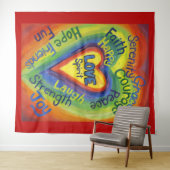 Rainbow Spirit Love Heart Tapestry Wall Hanging Wandkleed (In Situ (horizontaal))