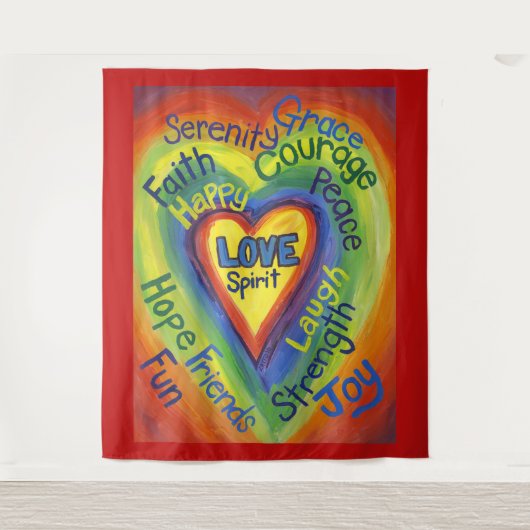 Rainbow Spirit Love Heart Tapestry Wall Hanging Wandkleed (Voorkant)