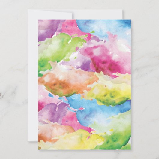 Rainbow splash Art Birthday Party Invitation Kaart (Achterkant)