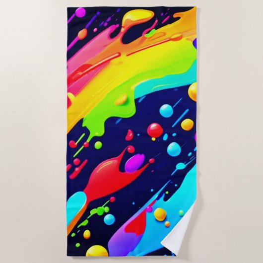 Rainbow Splash Art Strandlaken (Voorkant)