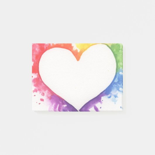Rainbow Splash Heart Sticky Notes (Voorkant)